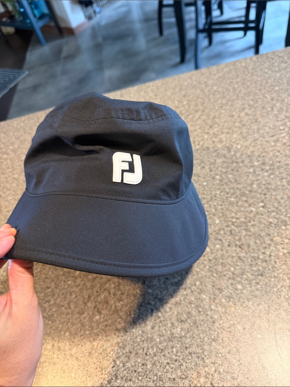 FootJoy Black Bucket Hat with White FJ Patch